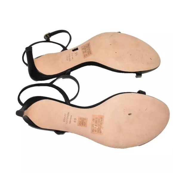 $450 STUART WEITZMAN DANCER 70 SANDAL LEATHER NUDIST SIMPLE BLACK 9.5 (DB38) - Picture 6 of 7